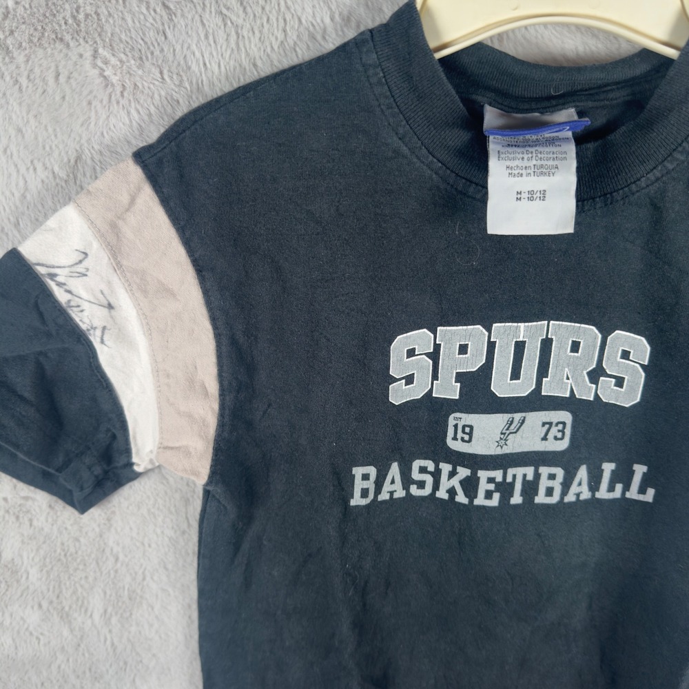 Reebok Kids San Antonio Spurs Basketball Shirt Signed Vintage Y2K Black‎ M 10/12